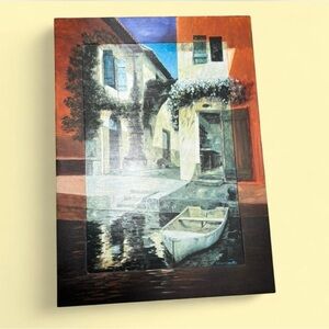 ✨ canvas print of a boat in a picturesque Italian town. GILLES ARCHAMBAULT✨